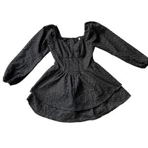 Black eyelet witchy cottagecore dress size L